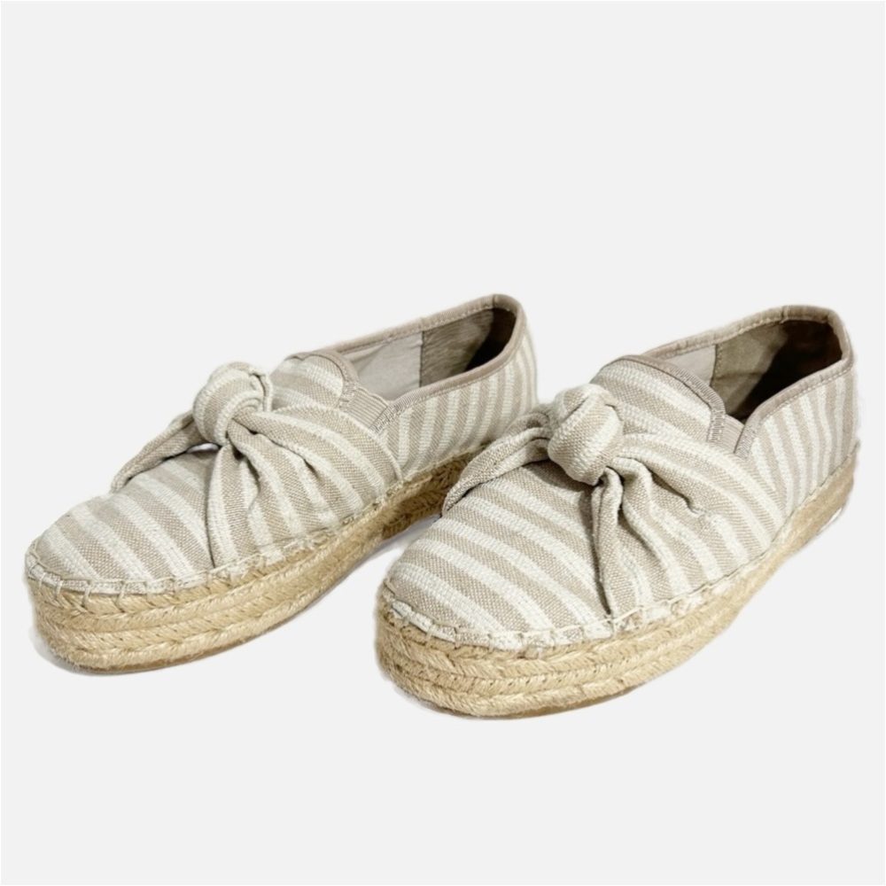 Circus Sam Edelman Columbia Striped Espadrilles Jute Outsoles Large Bow at Vamp